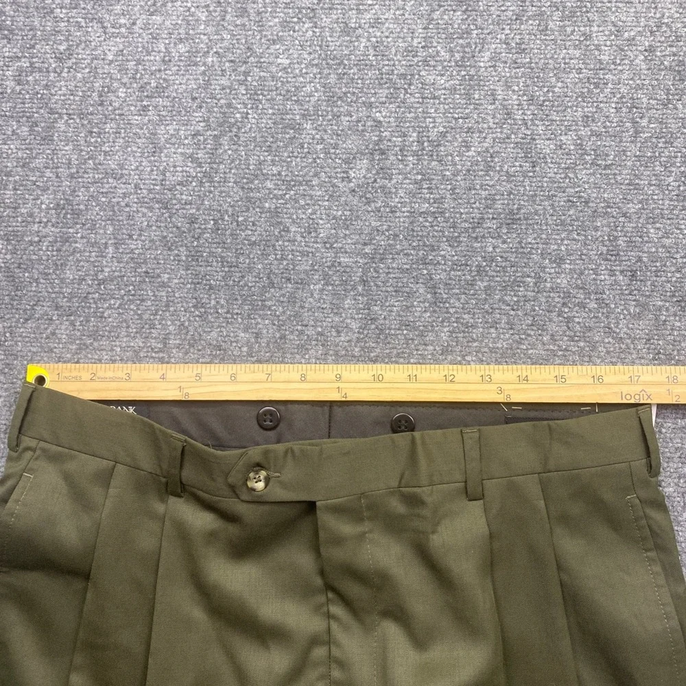 Jos A Bank Windsor Executive Collection Wool Gabardine Pleated Pants Green 36R